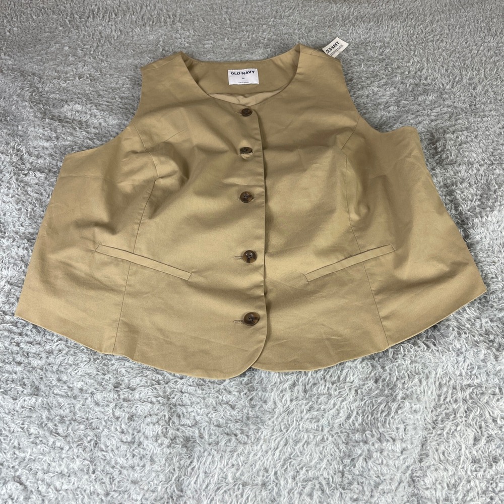 Old Navy Womens Khaki Tan Tailored Button Front Vest Plus Size 2X New